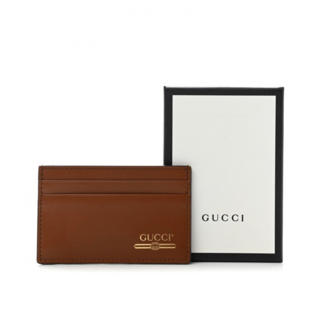 GUCCI
Calfskin Logo Card Holder Brown